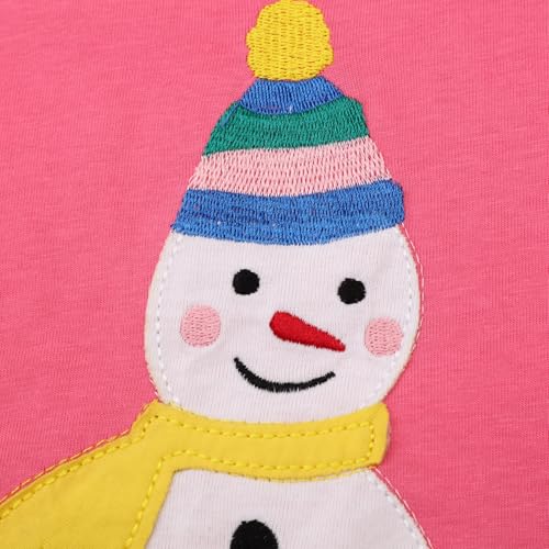 Image of Hongshilian Toddler Girls Longsleeve Dress Cotton Jersey Casual Dresses Cartoon Applique
