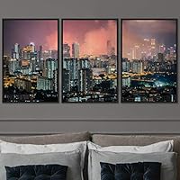 3 Piece Framed Canvas Wall Art City Illuminations Canvas Prints Home Artwork Decoration for Living Room,Bedroom - 16