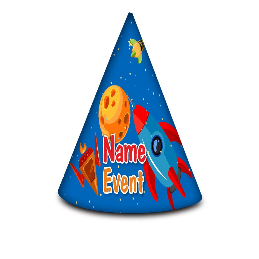 Brown Cloud Personalised Space Theme Caps/Hats Party Decorations/Supplies for Birthday/Baby Shower/Kids Customised with Name Date Occasion Event (PS Cap 06) (Pack of 20)