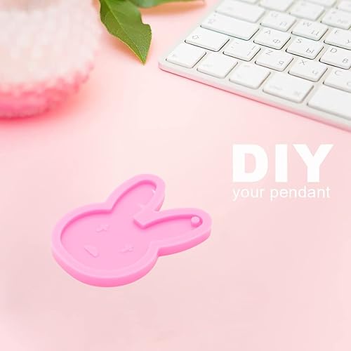 Miniatura 5 de Molde de resina de silicona de conejo, forma de cara de conejo, llavero de resina, molde de fundición de resina para joyería y colgante, regalo