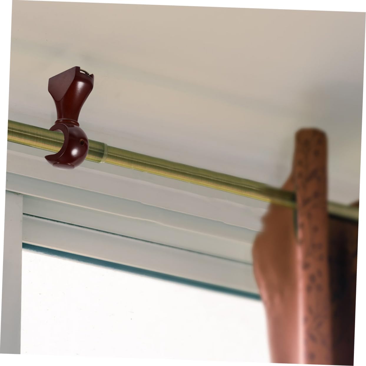 Holibanna 4Pcs Heavy Duty Wood Curtain Rod Brackets Wall Mounted Support for Drapery Rods Adjustable Return End Bracket for Window Treatment Dark Red