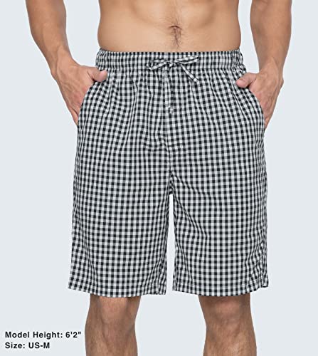 LAPASA Men's 100% Cotton Pajama Shorts (2 Pack) with Drawstring and Pockets