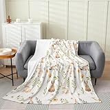 Feelyou Cute Rabbit Plush Throw Blanket, for Girls Boys Kids Baby 30"x40" Happy Easter Flannel Fleece Blanketative Easter Bunny All Season,Bed Blanket Floral Botanical Print