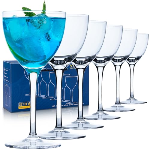 VIFVOR Martini Glasses Set of 6, Nick and Nora Glasses - 6oz Hand Blown Lead-Free Crystal Cocktail...
