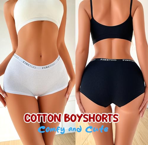 FINETOO Boyshort Underwear for Women Cotton Boxer Briefs Full Coverage Ladies BoyShorts Panties 5 Pack2