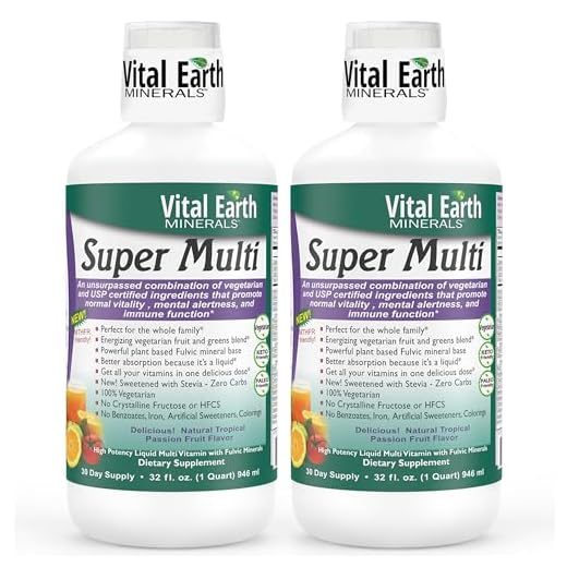 Vital Earth Minerals Super Multi - Liquid Multivitamins for Women, Men, and Kids, Liquid Vitamins & Minerals with Fulvic Acid for Max Absorption, MTHFR Support, 32 Oz (Pack of 2)