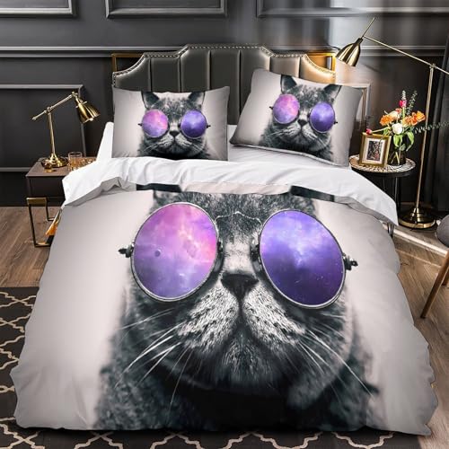 Housse de Couette Chat en Microfibre Résistante et Légère Imprimée en 3D - 2