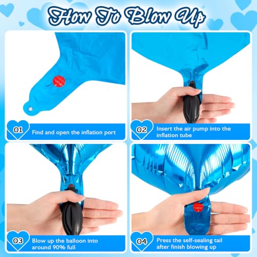 Image of 36 Pcs Blue Heart Balloons,18 Inch Heart Foil Balloons Valentine Balloon for Wedding Engagement Party Valentine Day Decorations