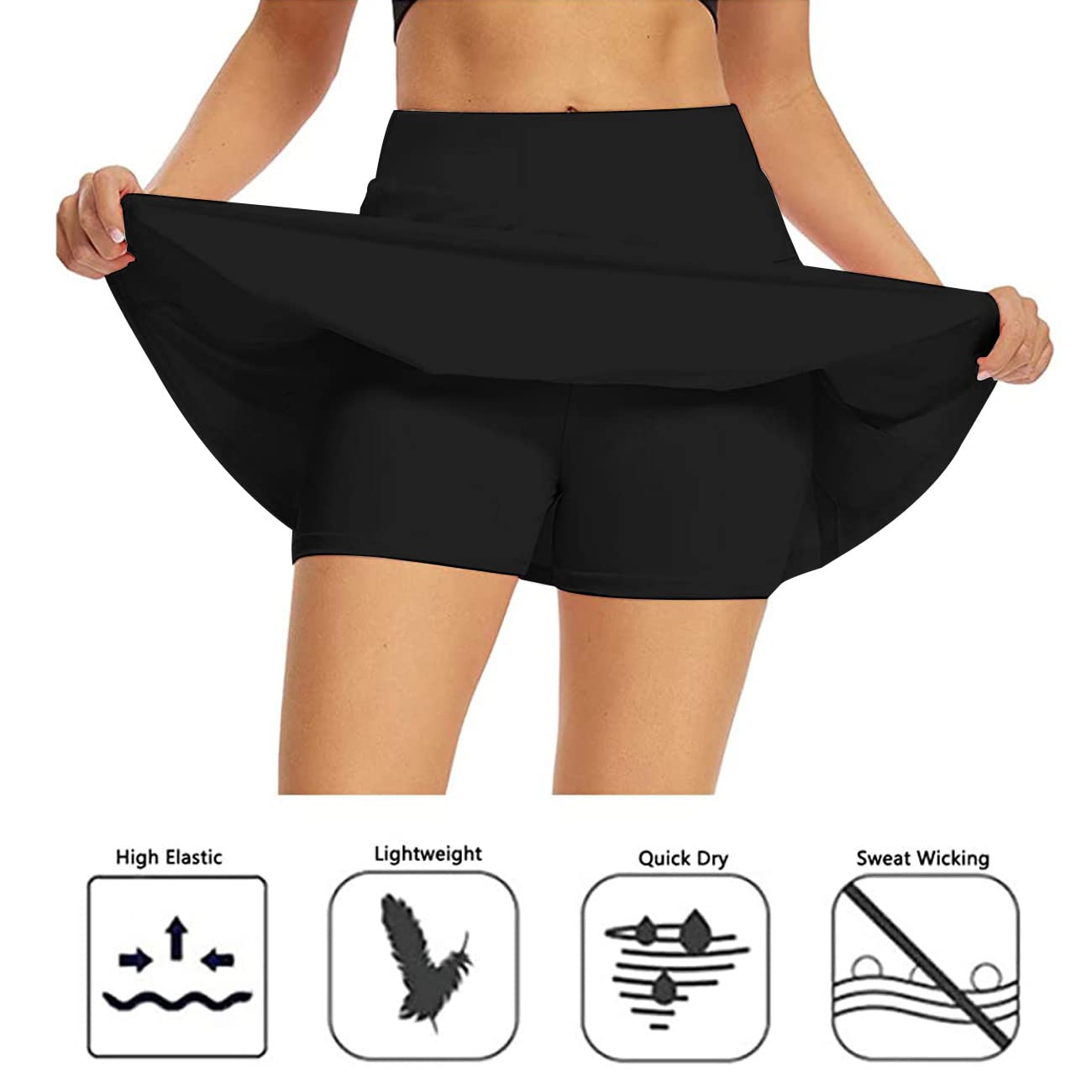 Falda Deportiva para Mujer Faldas de Tenis Cintura Alta Faldas Pantalón Skorts de Golf para Mujer 2 en 1 Skirt Short Mini Faldas Deportiva Plisadas para Correr