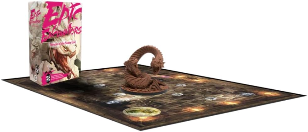Epic Encounters: Temple of The Snake God RPG Fantasy Roleplaying Tabletop Game with Huge Boss Miniature, Double-Sided Game Mat, & Game Master Adventure Book with Monster Stats, 5E Compatible