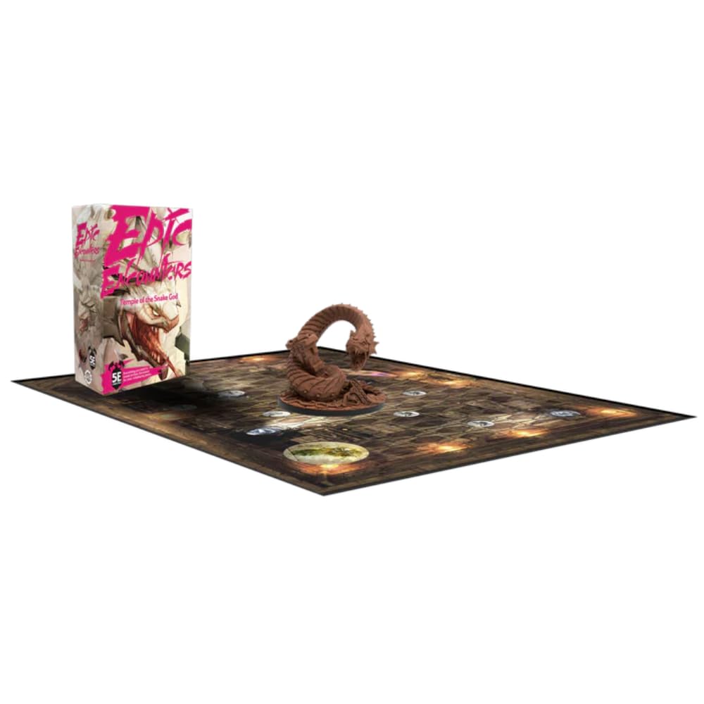 Epic Encounters: Temple of the Snake God RPG Fantasy Roleplaying Tabletop Game with 20 Detailed Miniatures, Double-Sided Game Mat, & Game Master Adventure Book with Monster Stats, 5E Compatible