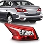 AKKON - Fits 2016 2017 2018 Sentra Sedan 4Door Chrome Red Clear Tail Light Brake Lamp Outer Driver Left Side Replacement
