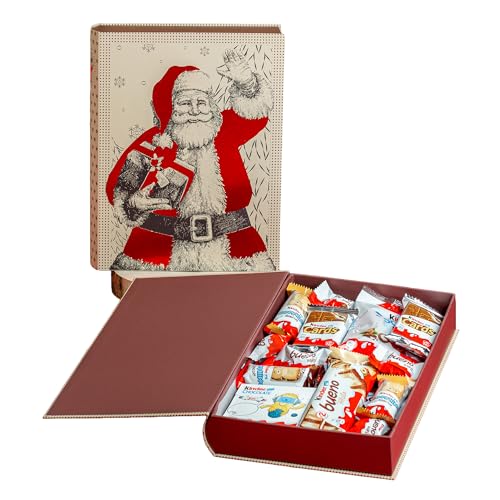 Onza Cesta de Navidad con Chocolates originales para regalar de Kinder Bueno. Libro de Papá Noel relleno de chocolatinas Kinder Bueno, Happy Hippo, Kinder Chocolate Mini, Kinder Cards, Schokobons.