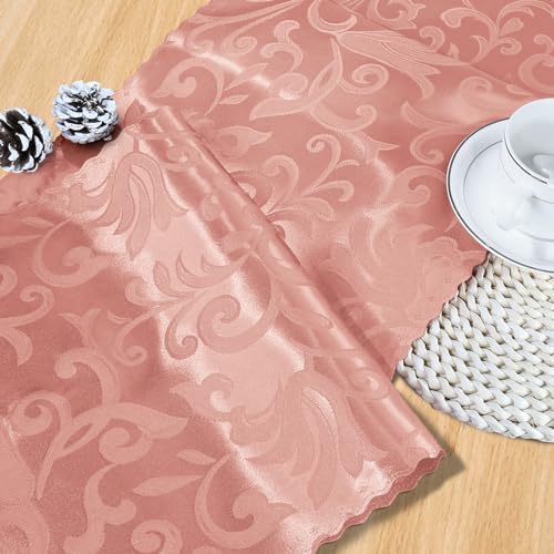 Milvowoc MILVOWOC240417-0299 4 Pack Rose Gold Satin Table Runner, 12 X 72 Inch Jacquard Damask Table Runner Rectangle Bright Silky Decorative Table Runner thumb #3