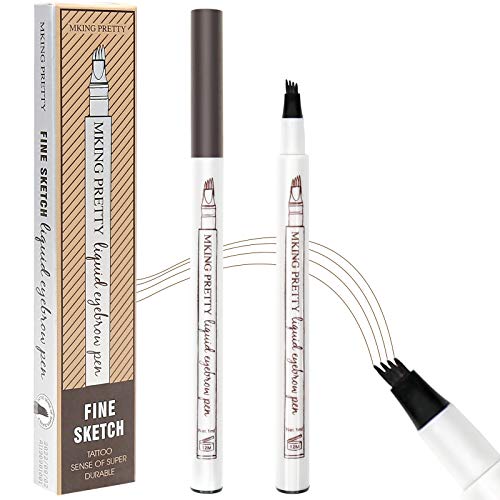Eyebrow Pencil, 2pcs Waterproof Microblading Brown Eyebrow Pen with a Micro-Fork Tip Applicator Creates Natural True Long-lasting Looking Eyebrow Makeup
