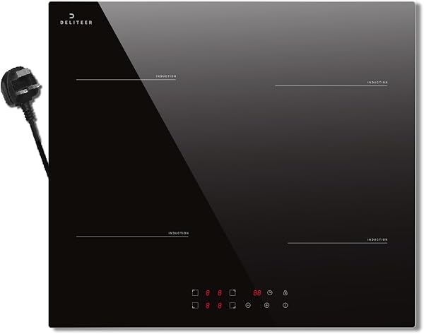 Induction Hob Plug in 13amp, Electric Induction Hobs 4 Zone, 60CM Electric Hobs Built-in 220V, 2800W Induction cooker with Safety Lock, Timer - 1