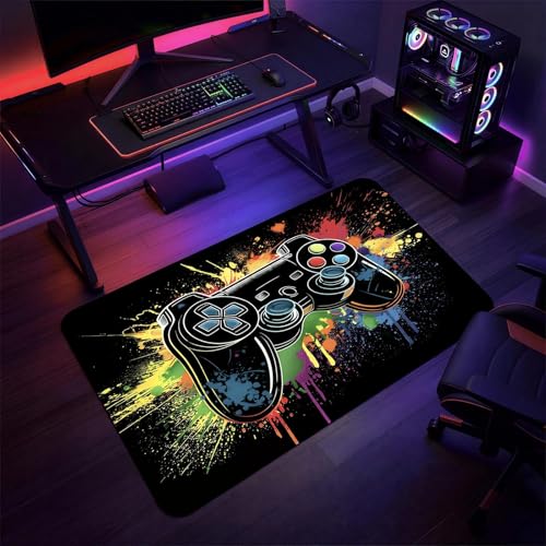 Clyrax Gaming Teppich, Cool Spielcontroller Muster Teppich Schlafzimmer, 80×120Cm Waschbarer Teppich für Arkade, Schlafzimmer, Wohnzimmer-Sofa-Bereich, Kinderzimmer