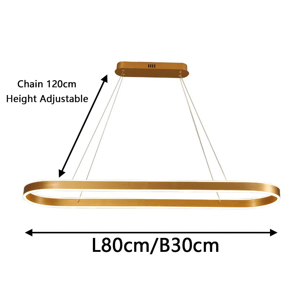 LED Hängeleuchte Für Esszimmertisch - Dimmbare Pendelleuchte In Rustikal-Optik, 60W, Mit Fernbedienung & Höhenverstellbar (80x30cm)