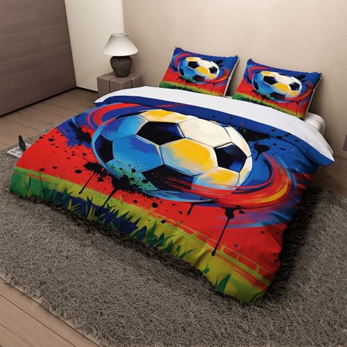 Housse de couette foot 240x260 en microfibre douce avec zip invisible