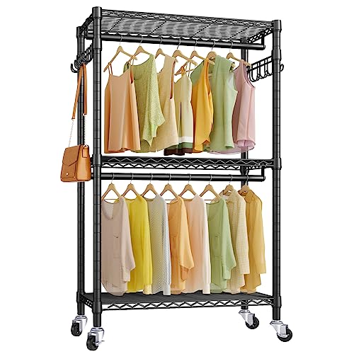 VIPEK V12 Medium Heavy Duty Rolling Garment Rack 3 Tiers Adjustable ...