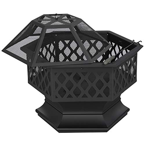 Brasero de jardin 61 cm noir pour chauffage extérieur de terrasse - 5