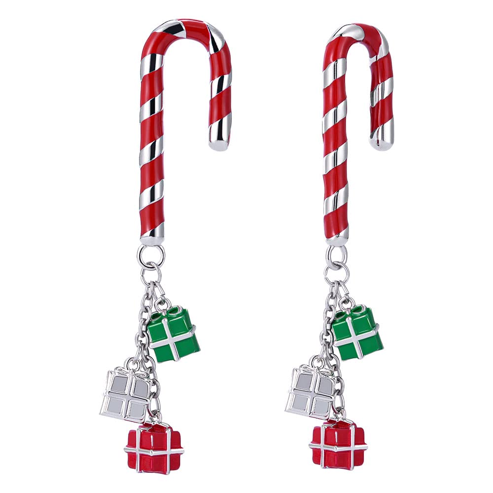 ERKUOO 1 Pair Christmas Ear Weights Hangers for Stretched Ear Tunnel Plug Dangle Ears Gauges Earrings Expander Piercing Gift for Festive Holiday 8g-0g