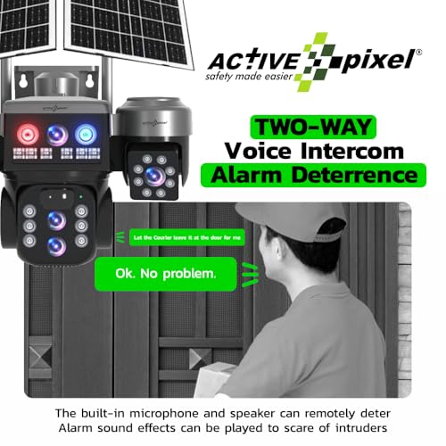Image of Active Pixel 4G Solar Powered 4MP CCTV 10X Zoom, Triple Camera | PTZ 360 Wireless Outdoor Security Camera | Motion Detection, SIM Card Slot, 2-Way Audio, IP66 Waterproof - G16 (3Cam 10x Zoom)