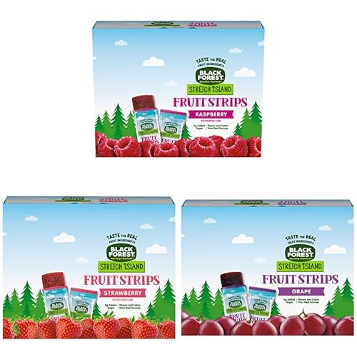 Bundle of Black Forest Stretch Island Fruit Strips - Raspberry, Strawberry, & Grape Flavors (90 Count)
