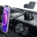 VANMASS Magnetic Car Phone Holder Mount, [Ultra Durable] Suction Cup Phone Holder Aluminium Alloy Structure, 6X Super Strong Magnets Dashboard Phone Mount Compatible with iPhone Samsung & All Phones