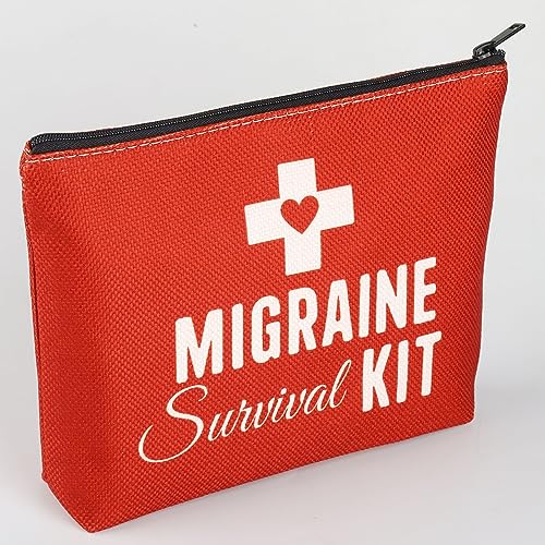 BWWKTOP Migraine Survival Kit Migraine Warriors Gifts Migraine Awareness Bags Migraine Fighter Gifts Migraine Pouch For Meds (Migraine KIT)2