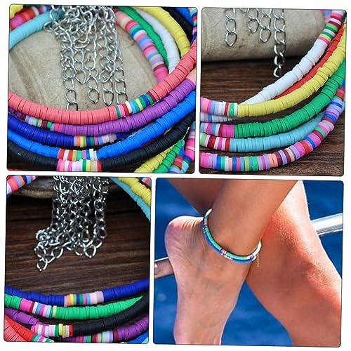Bracelet de cheville en argile bijoux boho collier de coquillages multicolore