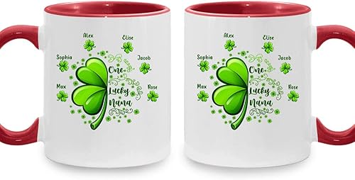 Mugs Personalized Coffee For Grandma From Grandkids Gifts Ideas For Saint Patricks Day My Lucky Nana With Grandkids Four Leaf Custom Name Accent