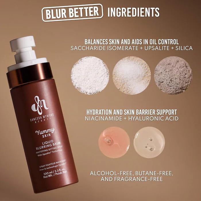 Yummy Skin Liquid Blurring Balm Mattifying Setting Spray, Matte Finish, with Niacinamide, 3.3 oz, Vegan