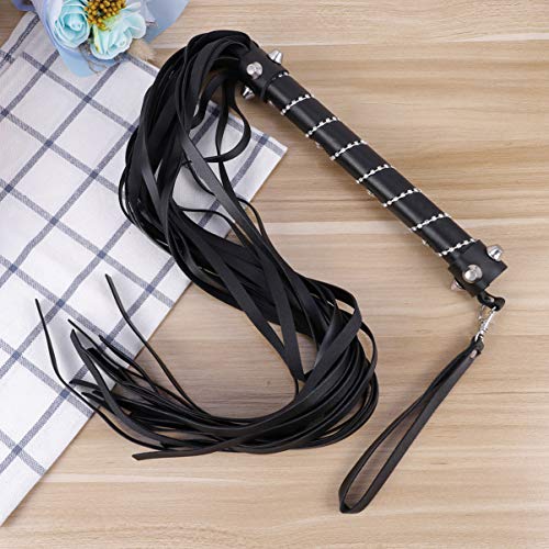 HEALLILY Diversão Brinquedos Eróticos Saboreando Chicotes De Couro Preto PU LEATHER Diamante Decorad