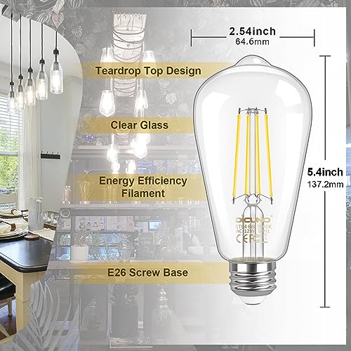 DiCUNO ST64 Edison LED Bulb 60W Eq., Daylihgt White 5000K, 800LM, 6-Pack by DiCUNO - Used condition - Image 3