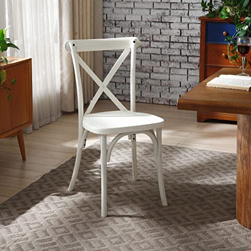Kevinspace X-Back Chair Set Of 4, Cross Back Chair For Kitchen, Dining Chair Furniture 4-Pack16.1" X17.3"X 35", White #TOP3