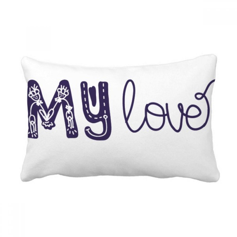 Coussin lombaire Mon Amour imprimé multicolore 16x24 pouces pour salon