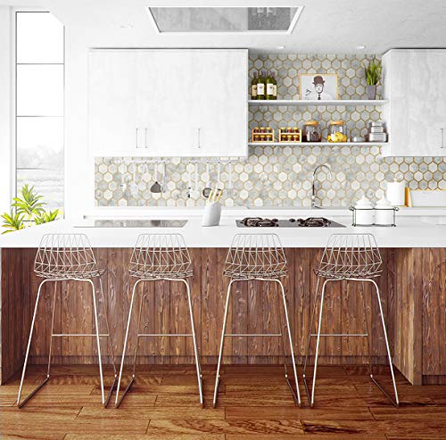 Nextwall Inlay Faux Hexagon Geometric Peel And Stick Wallpaper (Alaska Grey & Gold) #TOP1