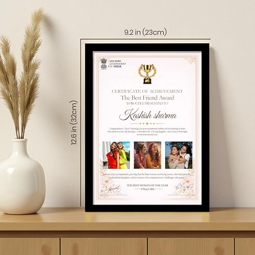 Image of Customized Photo Frame Wall Decor Award, Certificate Gift For Friend Mother Sister Wife and Girlfriend, Personalized Women's Day and Mothers Day Photo Frame Gift For Home Living room Bedroom 23x32 cm