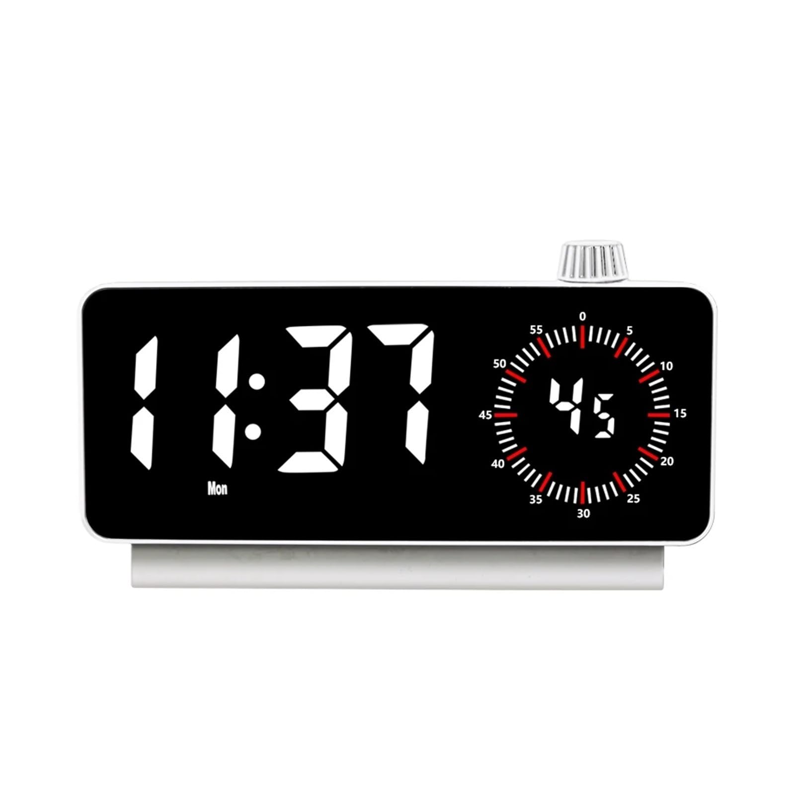 Cyfrowy budzik, Budzik wizualny z dużym ekranem LED i wieloma funkcjami(White)
