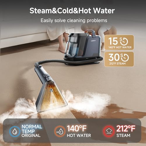 Image of Uwant Carpet Cleaner Machine with Steam&Hot&Cold Water Models 18Kpa Powerful Suction Upholstery Cleaner Machine with Pet Pro Cleaner for Pets, Carpet Steam Cleaner Set of 1