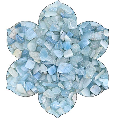 NatureWonders Aquamarine Tumbled Chips (4 Cups, About 3.52 lbs) Polished for Vase Fillers