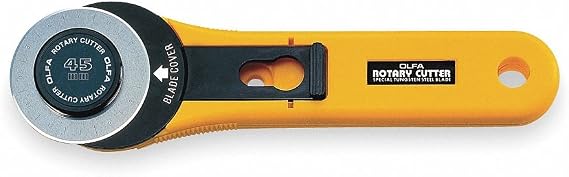 OLFA Rotary Cutter RTY-2/G | 45mm Classic Straight Rotary Cutter, Integrated grooves, Easy-slide blade cover, Right & Left Hand - Quilters and Crafters