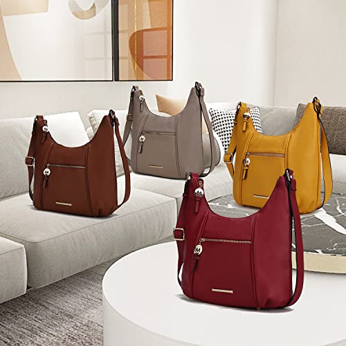 Image of MKF Collection Crossbody Bag for Women - PU Leather Hobo Handbag - Designer Side Messenger Purse, Shoulder Crossover