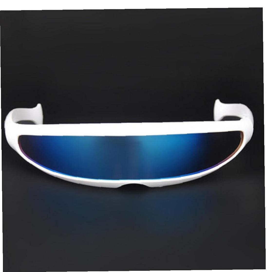 Tossper Blue Futuristic Mirrored Lens Narrow Cyclops Sunglasses Personality Costume Eyewear Funny Cosplay Party Glasses