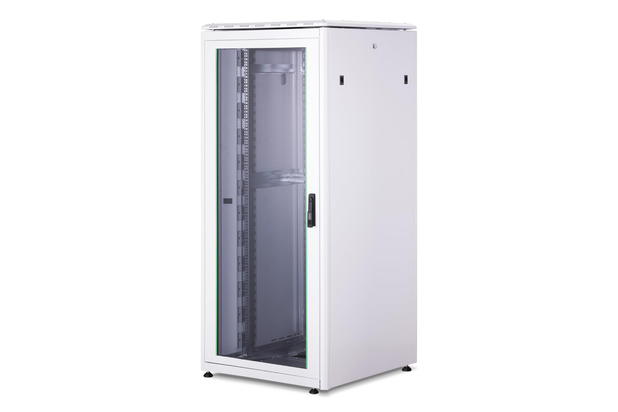 DIGITUS Armadio di rete – Rack da 19 pollici – 36U – 60x80 cm – Profondità utile 74,3 cm – Portata 1200 kg – Autoportante – Porta in vetro – Grado di protezione IP20 – Serie Unique – Nero