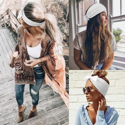 Image of DRESHOW 6 PCS Adjustable Headbands for Women Knotted Headbands Elastic Non-Slip Fashion Hair Bands for Workout Sports Running Yoga