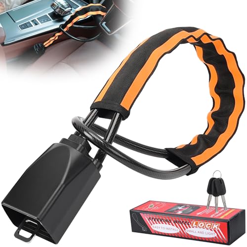 Thlevel Antirrobo Coche Volante Alta Visibilidad Bloqueo de Volante Coche con 3 Llaves para Furgonetas Camper y Autocaravanas