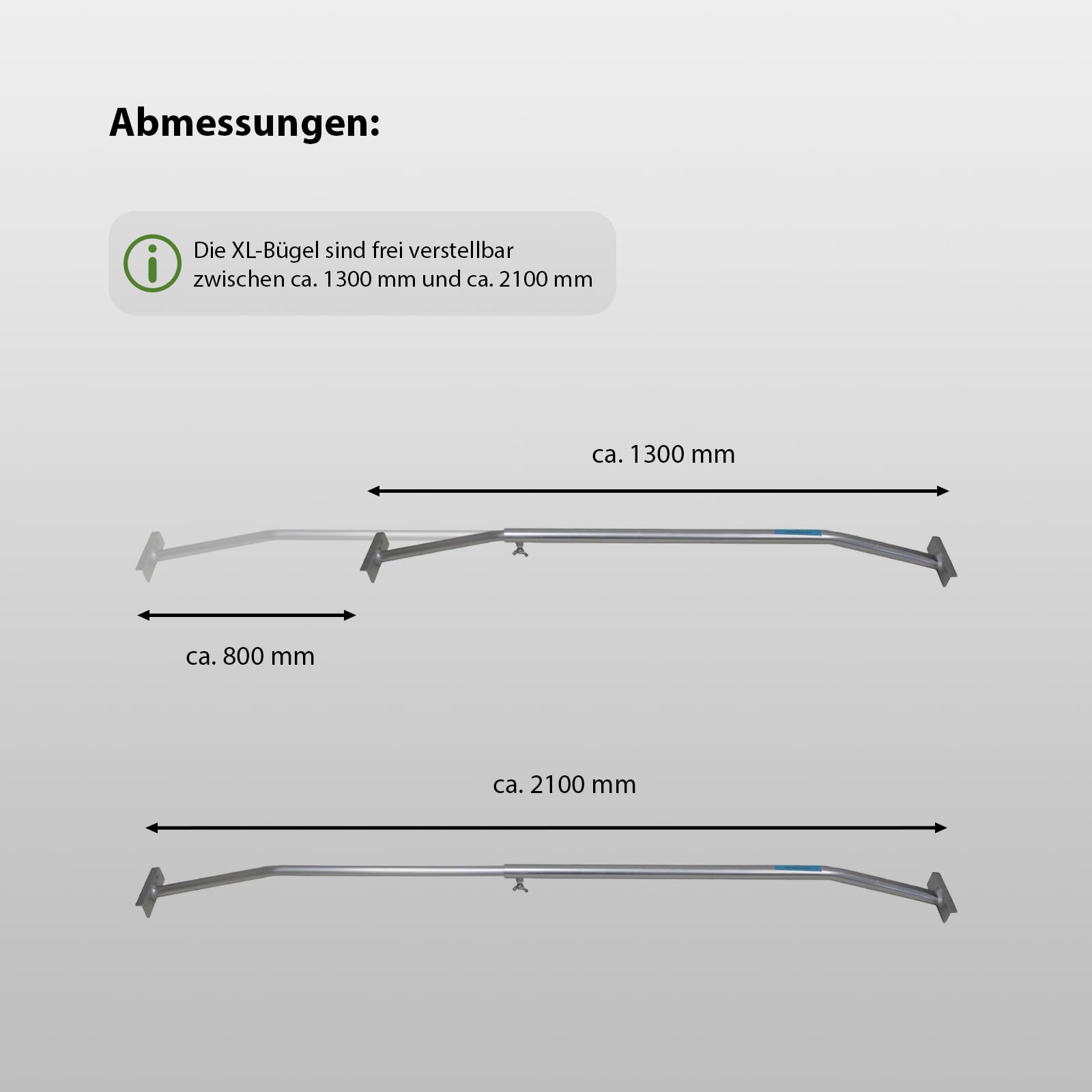 TRUTZHOLM 4X Anhänger Flachplanenbügel 130-210 cm verstellbar mit Flügelschraube Planenstütze Alu-Bügel für Anhängerplane Flachplanenstütze
