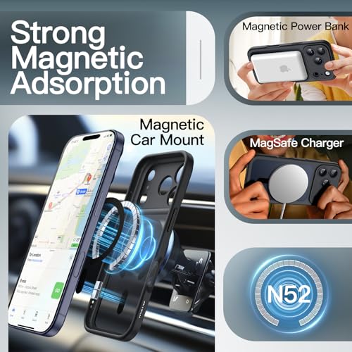 Image of JETech Magnetic Case for iPhone 17 Pro 6.3-Inch Compatible with MagSafe, Camera Lens Full Protection, Translucent Matte Back Slim Minimalist Shockproof Phone Cover (Black)